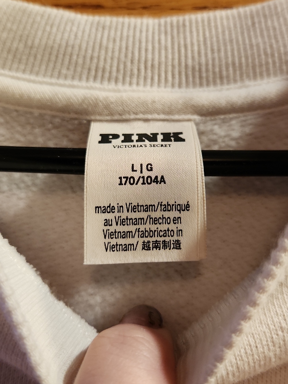 PINK Victoria's Secret Cream Crewneck with Green 'Charming' Script - Picture 2 of 4
